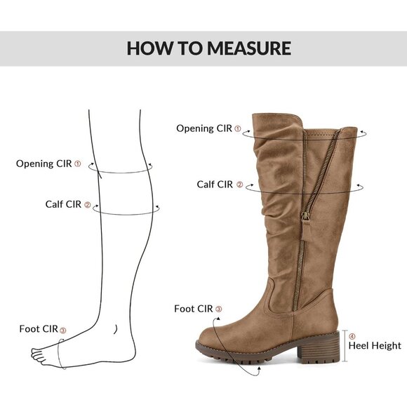 Women's Tan Mysoft Knee High Boots Chunky Heel Lug Sole Side Zipper 2 Inch - Picture 6 of 8